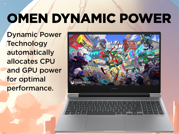 front view of OMEN 16 Gaming Laptop showing a xbox game pass screen