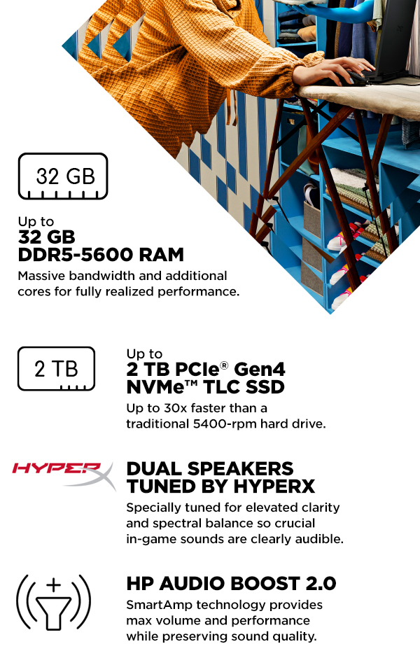 OMEN 16 by HP, up to 32GB, 2TB SSD, HyperX speakers, HP audio boost 2.0