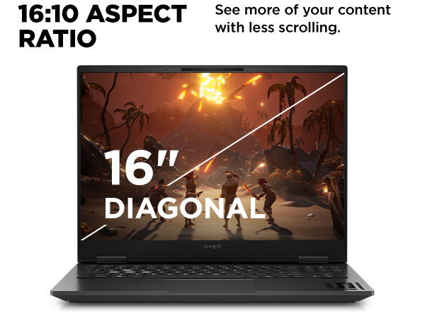 OMEN Transcend 16, with 16:10 aspect ratio, see more with less scrolling